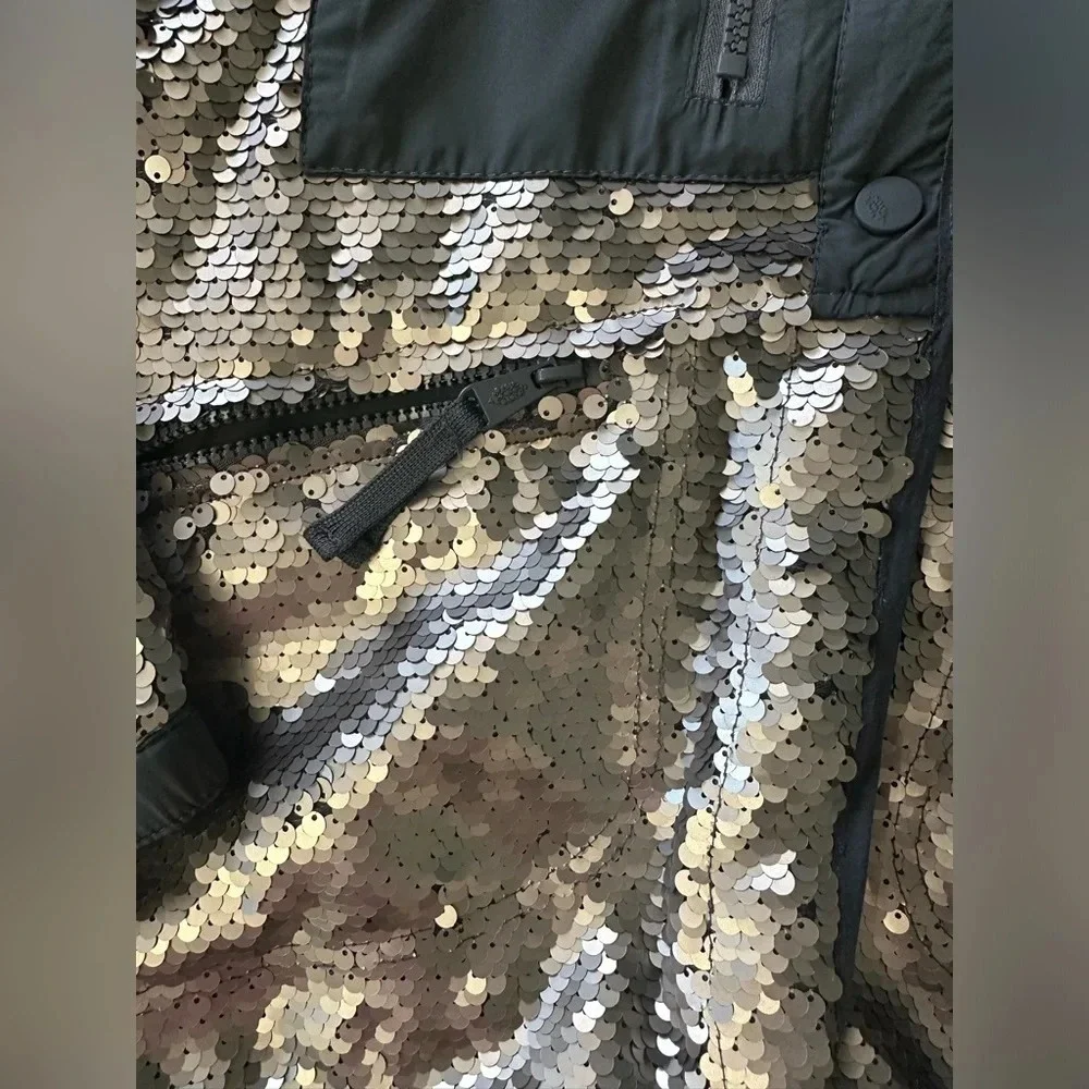 Free People Movement Hit The Slopes Sequin Jacket, Silver, X-Small, MSRP $298 - Picture 4 of 14